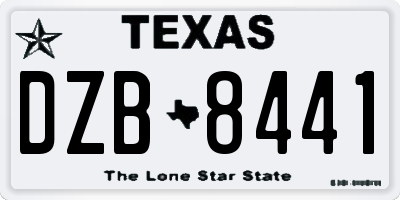 TX license plate DZB8441