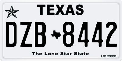 TX license plate DZB8442