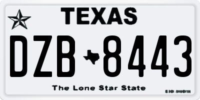 TX license plate DZB8443