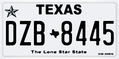 TX license plate DZB8445