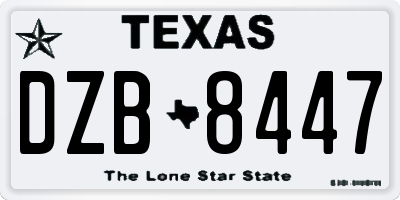 TX license plate DZB8447