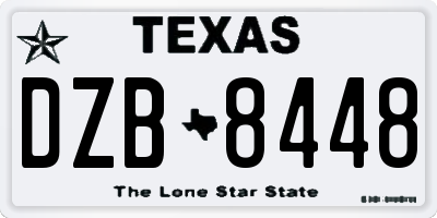 TX license plate DZB8448