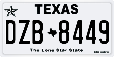 TX license plate DZB8449