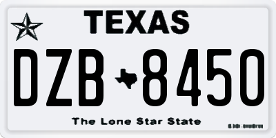 TX license plate DZB8450