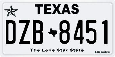 TX license plate DZB8451
