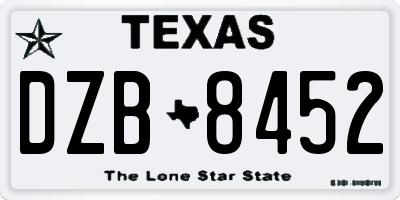TX license plate DZB8452