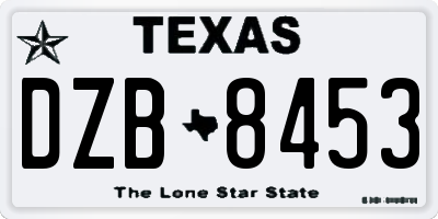 TX license plate DZB8453