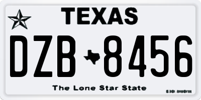 TX license plate DZB8456