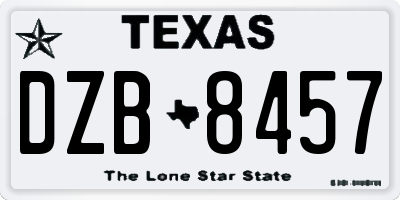 TX license plate DZB8457