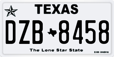 TX license plate DZB8458