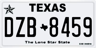 TX license plate DZB8459
