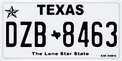 TX license plate DZB8463