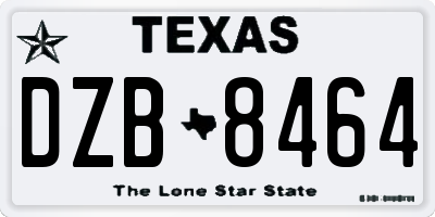 TX license plate DZB8464