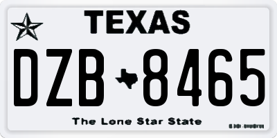 TX license plate DZB8465