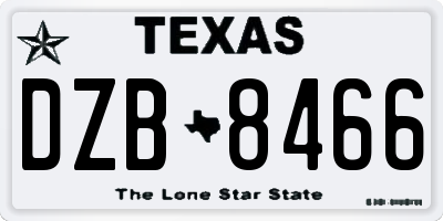 TX license plate DZB8466