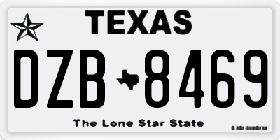 TX license plate DZB8469