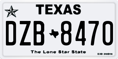 TX license plate DZB8470