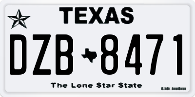 TX license plate DZB8471
