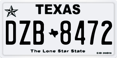 TX license plate DZB8472
