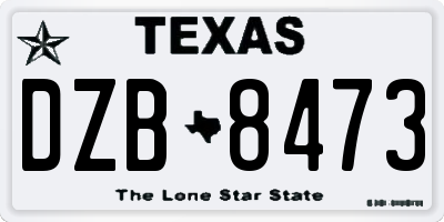 TX license plate DZB8473