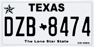 TX license plate DZB8474
