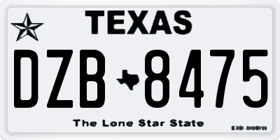 TX license plate DZB8475