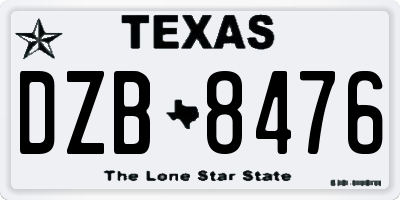 TX license plate DZB8476