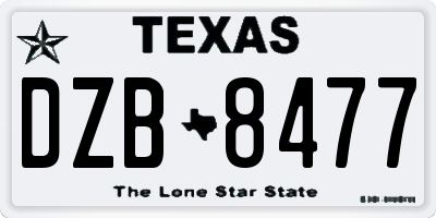 TX license plate DZB8477