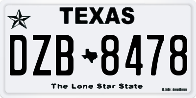 TX license plate DZB8478