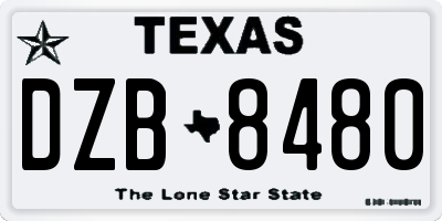 TX license plate DZB8480