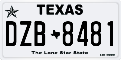 TX license plate DZB8481