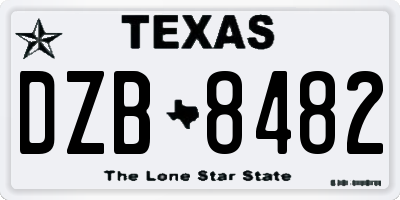 TX license plate DZB8482