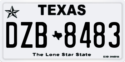 TX license plate DZB8483