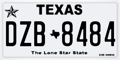 TX license plate DZB8484
