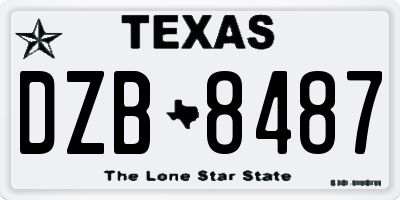 TX license plate DZB8487