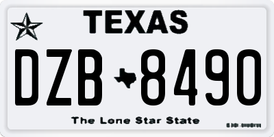TX license plate DZB8490