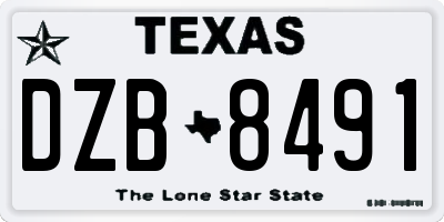 TX license plate DZB8491