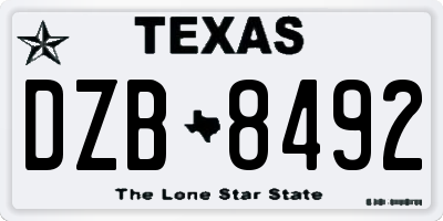 TX license plate DZB8492
