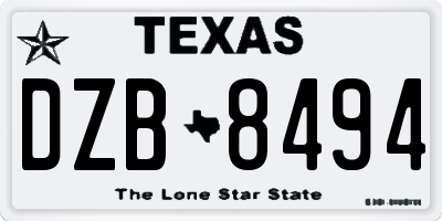 TX license plate DZB8494