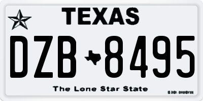 TX license plate DZB8495