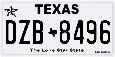 TX license plate DZB8496