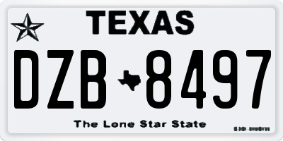 TX license plate DZB8497