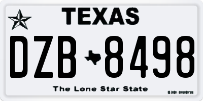 TX license plate DZB8498