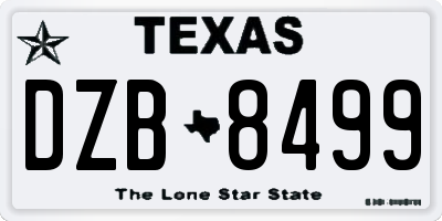 TX license plate DZB8499