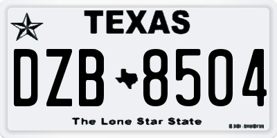 TX license plate DZB8504