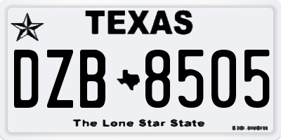 TX license plate DZB8505
