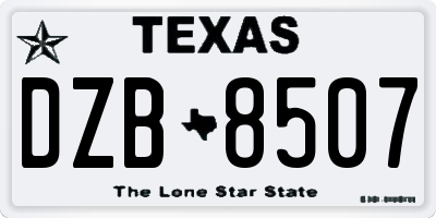 TX license plate DZB8507