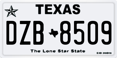 TX license plate DZB8509