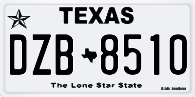 TX license plate DZB8510