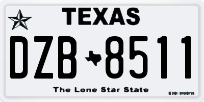 TX license plate DZB8511